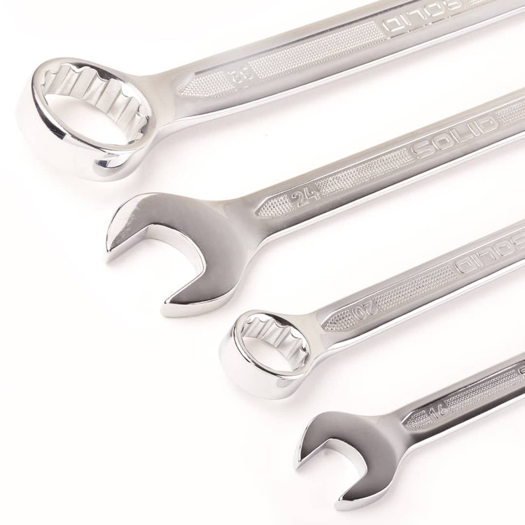 آچار یکسر تخت و یکسر رینگ 12 عددی برند سولید SOLID سایز 22-6 میلیمتر