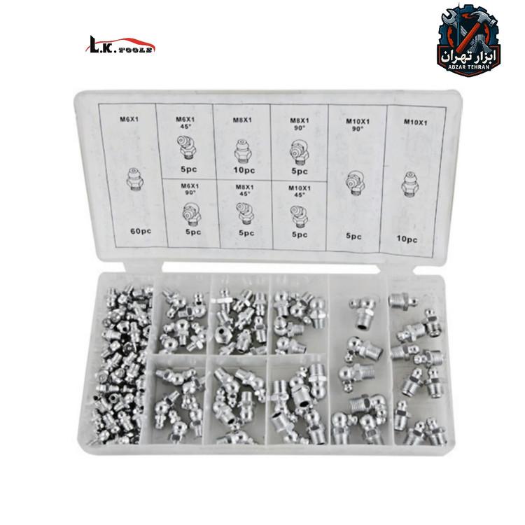 کیت ۱۱۰ عددی انواع گریس خور M10-M8-M6 برند ال کا LK کد:Z5156