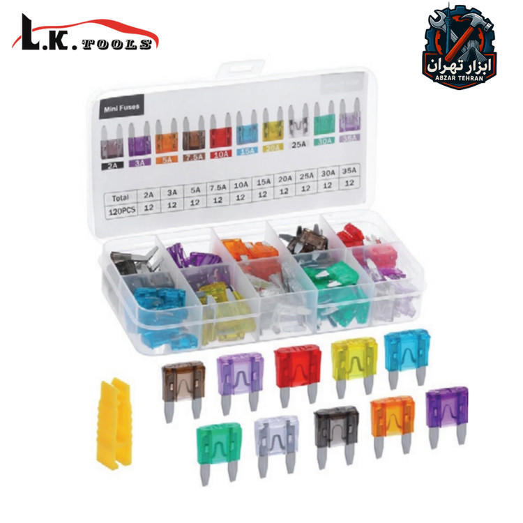 کیت ۱۲۰ عددی انواع فیوز خودرو سایز ریز برند ال کا LK کد:Z0122