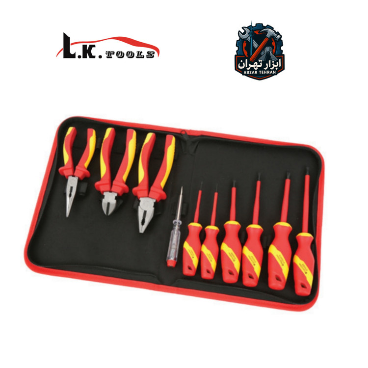 کیف ابزار عایق ۱۰ پارچه ۱۰۰۰ ولت VDE برند ال کا LK کد:Y3043